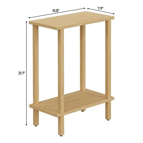 TUTOTAK Small Side Table, Narrow End Table, Skinny Sofa Table, Slim Nightstand, Couch Table, Living Room, Bed Room, Natural TB01BN062 thumbnail 2