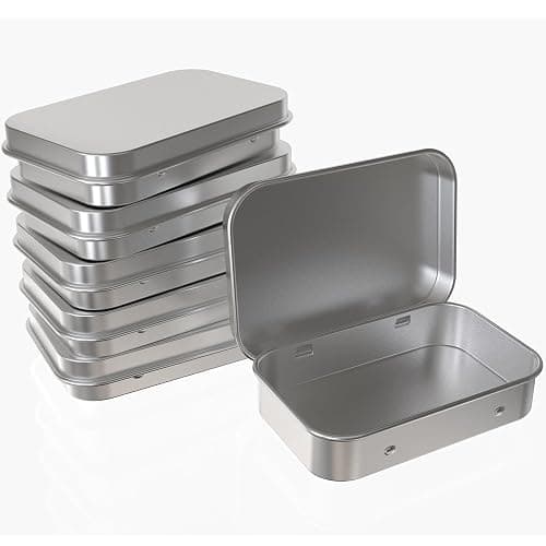 Hulless Small Hinged Tin Box Metal Tins Storage Containers, Silver 6Pcs | Portable Craft Organizer for Home Storage to pills, candies, herbs, planting seed, nail art etc - Image 1