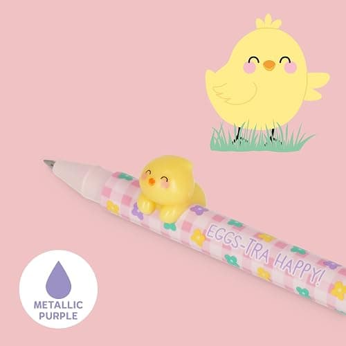 Legami - Set di 2 Penne Gel Lovely Friends, Hoppy Easter, Edizione Limitata, Animaletto Decorativo Rimovibile e Ricombinabile, Evita il Rotolamento, Inchiostro Rosa e Viola thumbnail 4