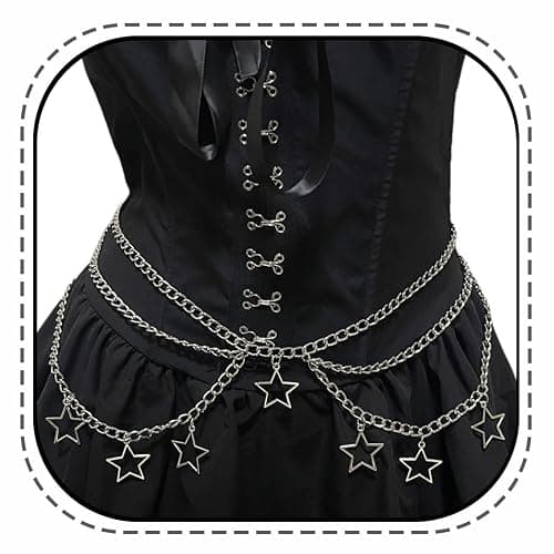 Wloisc Star Waist Chain Belt - Punk Gothic Crossover Body Belly Chains Tassel for Women Girl - Image 1