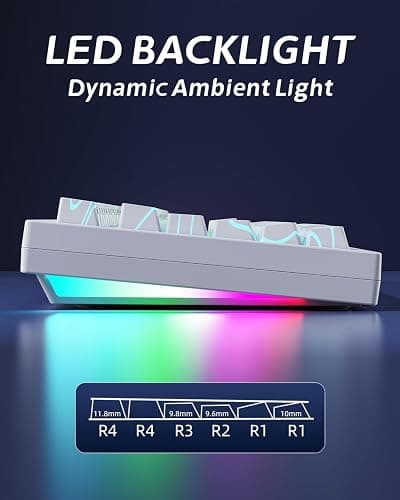 ZORNHER ZH870 Wireless Gaming Mechanical Keyboard,80% White Custom Creamy Sound Keyboard with Lighted Up White Topographic Keycaps,Creamy Sounding Linear Switches,Hot-Swappable,RGB Backlit thumbnail 6