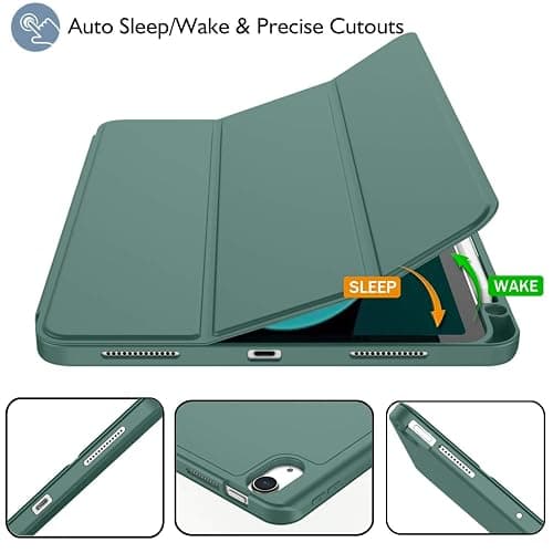 ZryXal iPad Air 11 Inch Case M3 (2025) / M2 (2024), iPad Air 5th (2022) / 4th Generation (2020) 10.9 Inch - Smart Cover with Pencil Holder and Soft TPU Back, Auto Wake/Sleep (New Midnight Green) thumbnail 5