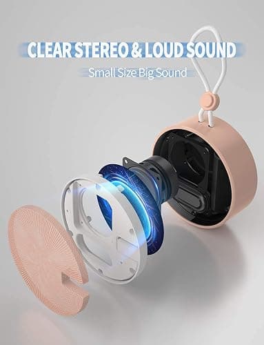 INSMY C12 IPX7 Waterproof Shower Bluetooth Speaker, Portable Small Speaker, Speakers Bluetooth Wireless Loud Clear Sound Support TF Card Suction Cup for Outdoor Kayak Canoe Beach Gift (Cashmere Pink) thumbnail 7
