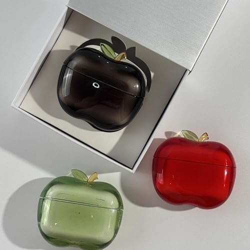 Cute Fruit Shaped Case for AirPods Pro 1/2, Realistic Design Cover with Leaf Charm, Translucent Shockproof TPU Protective Case, Great Gift Idea (red for Airpods Pro2) thumbnail 3