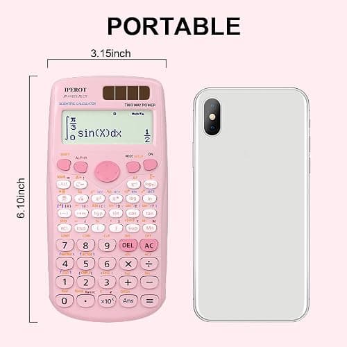 Scientific Calculators, IPEROT Pink Scientific Calculator 417 Function, Desktop Math Solar Calculators School Supplies Suitable for High School and College Students Algebra and Other Math Textbooks thumbnail 5