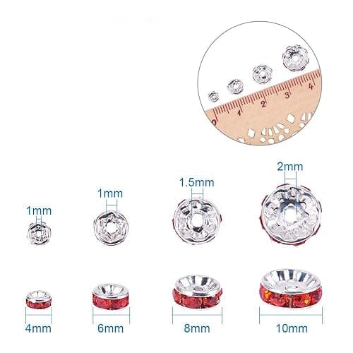 Allb 100Pcs Rondelle Spacer Beads 8mm Silver Plated Czech Crystal Rhinestone for Jewelry Making Loose Beads for Bracelets thumbnail 3