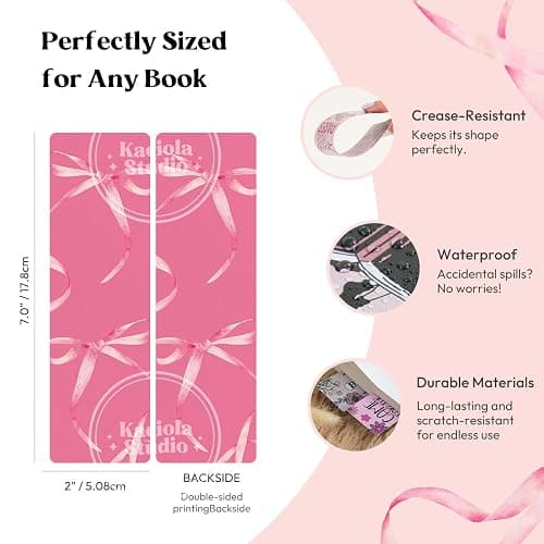 Kaciola Studio 10 PCS Pink Bow Bookmarks,Funny Bookmarks for Women,Double Sided Pink Romance Booklover Gifts,Cute Gifts for Romance Reader Friends Girls thumbnail 5