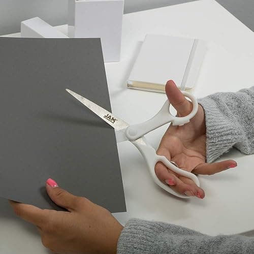 JAM PAPER Multi-Purpose Precision Scissors - 8 Inch - White - Ergonomic Handle & Stainless Steel Blades - Sold Individually thumbnail 2