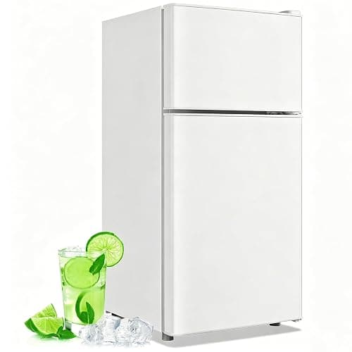 DEMULLER 45L Mini Fridge with Top Freezer Small Refrigerator with Two Door & 7 Temperature Settings & 2 Remoable Shelves Ideal for Kitchen Office Apt White - Image 1