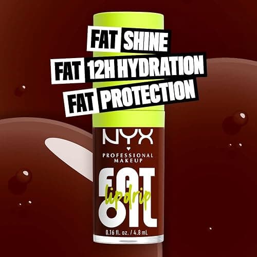 NYX PROFESSIONAL MAKEUP Fat Oil Lip Drip, Moisturizing Lip Oil Gloss, Vegan Tinted Formula, Up to 12 HR Hydration - Status Update (Rich Chocolate) thumbnail 2