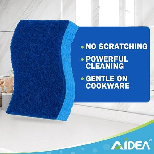 AIDEA Non Scratch Scrub Sponge-24Count, Sponges Kitchen, Sponges for Dishes | Cleaning Sponge, Cleans Fast Without Scratching, Stands Up to Stuck-on Grime, Cleaning Power for Kitchen, Household thumbnail 6