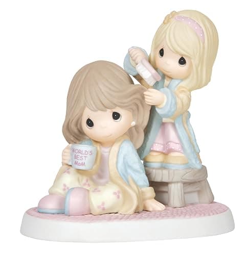 Precious Moments Cherish Our Time Together- Handcrafted Bisque Porcelain Figurine - Ideal Gift for Mother and Daughter - Image 1