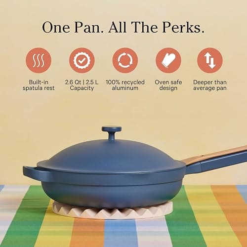 Our Place Always Pan 2.0 – 27cm (2.5L) Nonstick, Toxin-Free Ceramic Cookware | Patented 10-in-1 Aluminum Frying & Sauté Pan | Safe for Oven, Induction & All Cooktops up to 232°C | Blue Salt thumbnail 2