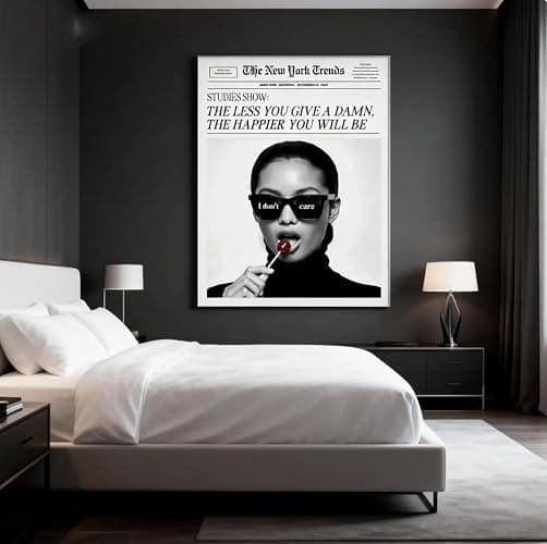 Jatinoo Aesthetic Posters for Bedroom Decor - 11.5x15 Inch Framed Canvas Wall Art with 'The Less You Give a Damn' Quote | Black and White Print for Mental Wellness, Trendy Room Aesthetic and Modern Home thumbnail 8