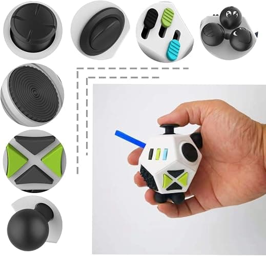 Fidget Dodecagon –12-Side Fidget Toys Cube Relieves Stress and Anxiety Anti Depression Focus Travel Toy Cube for Children and Adults Stocking Stuffers Gifts Idea (A2 White) thumbnail 5