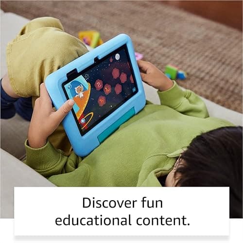 Amazon Fire 7 Kids tablet | 7" display, ages 3–7, includes ads-free books, games and videos that children love, parental controls, 10-hour battery, 32 GB - Fire 7 Kids tablet - 32 GB - Blue thumbnail 3
