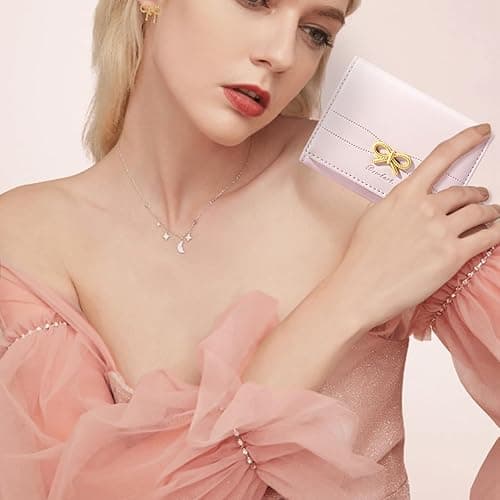Sunwel Fashion Wallets Girls Cute Coquette Bow Small Wallet Aesthetic Card Holder ID Window Purse for Women (PINK) - PINK thumbnail 4
