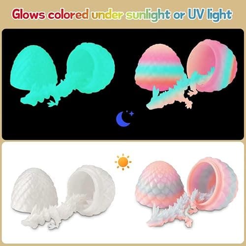 JOMBY 12PCS 3D Printed Dragon Eggs with Dragon Inside, Mini Egg Set, Articulated Crystal Fidget Toy for for Kids & Adults Gifts Christmas Ornament & Stocking Stuffers thumbnail 6
