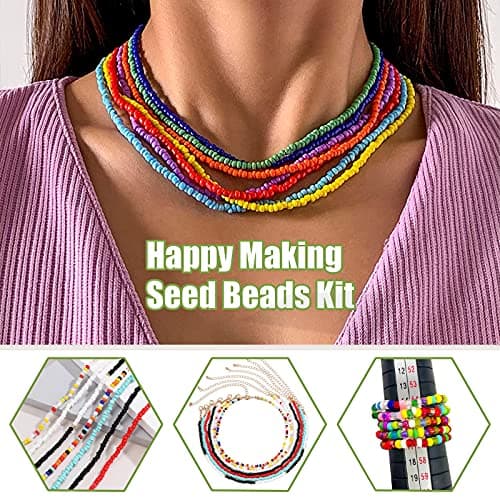 Ybxjges 24000Pcs 2mm Glass Seed Beads Kit, with 28 Colors Small Beads Kit for Girls,Women and Adults,Bracelets, Necklaces,Earring,Jewelry Making Supplies thumbnail 7
