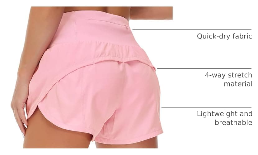 Origiwish Women's High Waisted Running Shorts with Liner Quick Dry Athletic Workout Shorts Zipper Pockets thumbnail 3