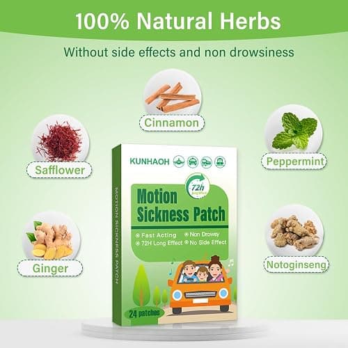 (2026 New) Motion Sickness Patches Non-Drowsy, 100% Natural Motion Sickness Patch(Efficient– Lasts 72 Hours)-for Car Airplane Ship Altitude Sickness(Travel Essentials)-for Adults and Kids(24 Count) thumbnail 4