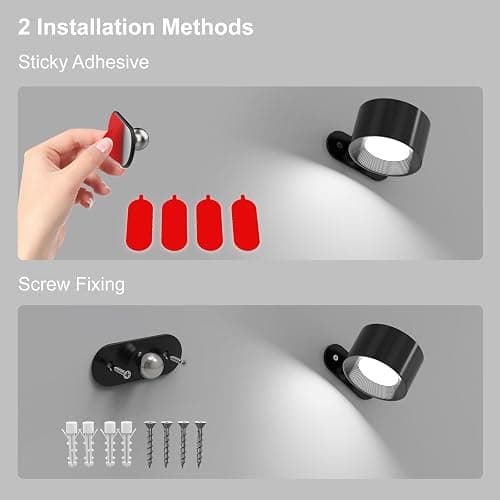 Coollamp LED Indoor Wall Lamp, Bedroom Wall Light with Warm/Natural/White Light, 3 Brightness Levels, Rechargeable Battery, Touch Control, 360 ° Rotate, Wall Lamp for Living Room Corridor Stairs thumbnail 7