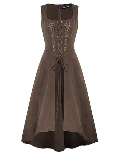 Scarlet Darkness Renaissance Dress Women Pirate Halloween Witchy Cosplay Overdress with Pockets - Image 1