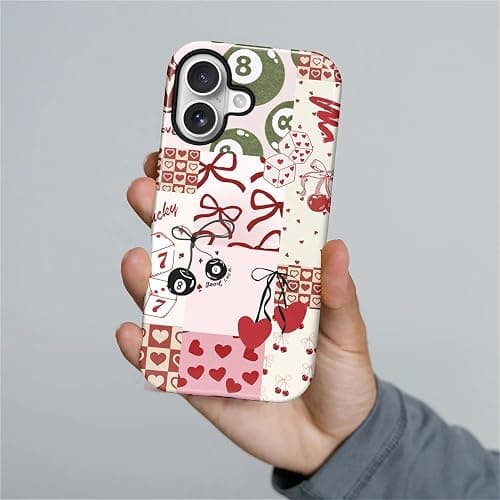 ZHEGAILIAN Case for iPhone 17,Durable Drop Protection Shockproof Silicone + Hard PC 2 in 1 Hybrid Protective Cover with Stylish Pattern Design - Retro Collage 8 Ball Cherry thumbnail 4