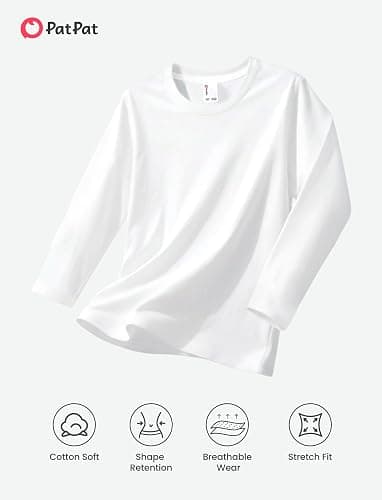 PATPAT Boys Long Sleeve Shirts Cotton Crewneck Tops Kids Basic Plain Tee | Casual Solid Breathable Cozy Layering T-Shirts Fashion Clothes 5-16Y thumbnail 4