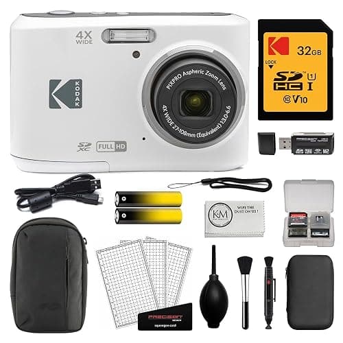 Kodak PIXPRO FZ45 Digital Camera | White | with 32GB Memory Card + Camera Pouch + Memory Case + SD Reader + Screen Protector + Cleaning Kit + Cloth - Image 1