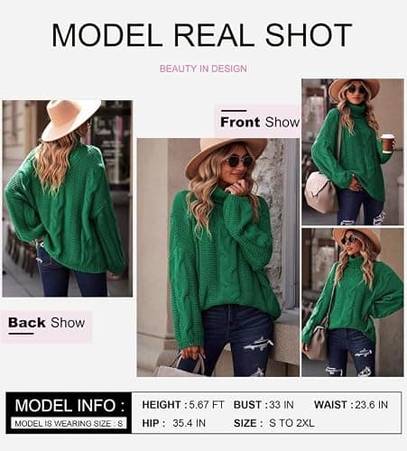 Dokotoo Womens Turtle Neck Sweater Fashion 2025 Loose Casual Cozy Chunky Pullover Tops thumbnail 5