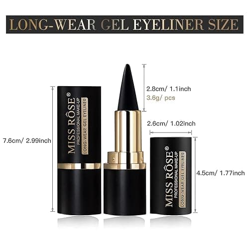 Miss Rose M Gel Eyeliner, 2 Pcs Black Eyeliner Pencils, delineador de ojos contra el agua, Easy to Use, Eye Makeup for Women (Black Pack of 2) thumbnail 7
