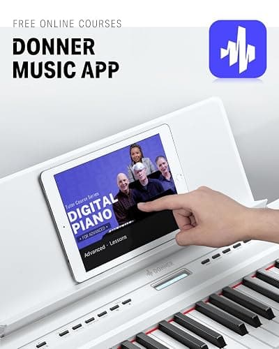 Donner DEP-20 Beginner Digital Piano 88 Key Full Size Weighted Keyboard, Portable Electric Piano with Furniture Stand, 3-Pedal Unit, White thumbnail 8