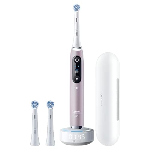 Oral-B iO Series 9 Limited Rechargeable Rose Quartz Electric Toothbrush with (2) Ultimate Clean and (1) Gentle Care Replacement Brush Heads, White, Travel Case-White and Charger thumbnail 10