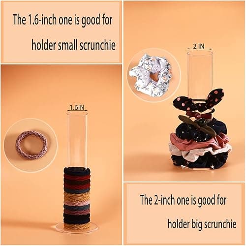 ByKen 2PcS Acrylic Scrunchie Holder Organizer,Hair Ties Holder for Bathroom,Clear Hair Accessories Bowknot Organizer,Room Decor for Girls thumbnail 4