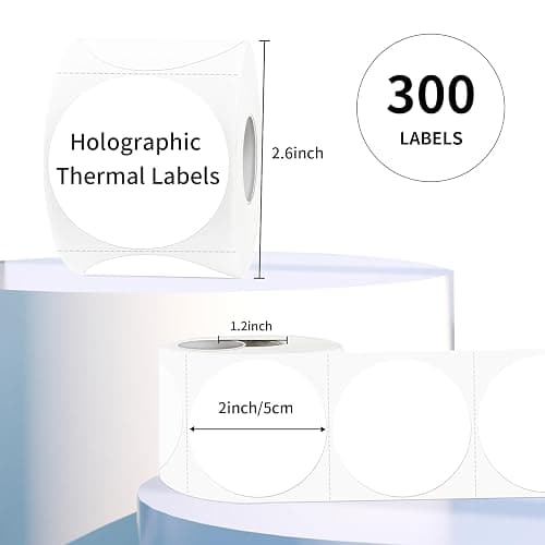 YEGAWEN 2 Inch White Round Thermal Labels Sticker, Waterproof Circle Direct Thermal Labels, Removable Multi-Purpose Self-Adhesive Sticker Label for DIY Logo Design- 300 Sheet/Roll thumbnail 3