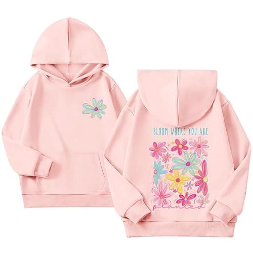 Sulayesh Girls Christian Flower Graphic Hoodie Kids Aesthetic Floral Inspirational Hoodies Cute Preppy Positive Sweatshirt - Image 1
