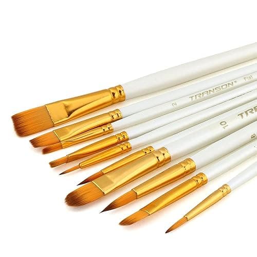 Transon 20pcs Artist Painting Brush Set for Acrylic Watercolor Gouache Hobby Craft Face Rock Painting White thumbnail 6