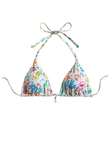 SOLY HUX Women's Floral Print Triangle Bikini Tops Hawaiian Halter Tie Back Bathing Suit Tops Summer Swimsuit Top Only - Image 1