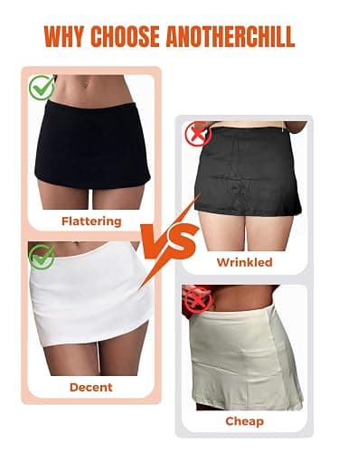 AnotherChill Women's Low Rise Mini Skort Skirt with Built-in Shorts | Soft stretch fabric, micro mini black skirts, basic summer outfits, going out bottoms, skirt with shorts underneath thumbnail 5