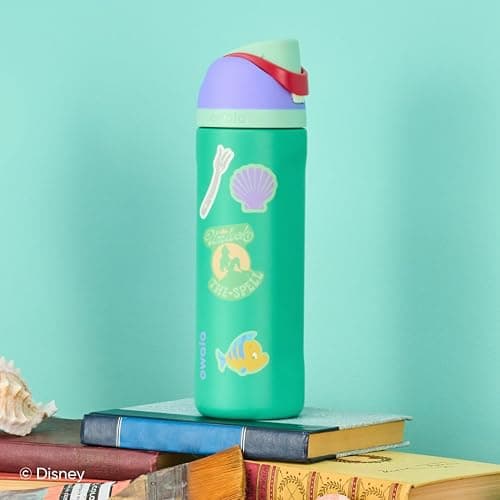 Owala Disney Princess FreeSip Insulated Stainless Steel Water Bottle with Straw for Sports and Travel, BPA-Free Sports Water Bottle, 24 oz, Ariel thumbnail 2