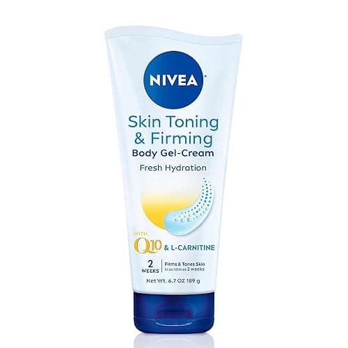 NIVEA Skin Firming & Toning Body Gel Cream with Q10, Hyaluronic Acid and Vitamin C, Clinically Tested Skin Firming & Toning Cream, 72-Hour Moisture, 6.7 Oz Tube - Almond - 6.7 Ounce (Pack of 1)
