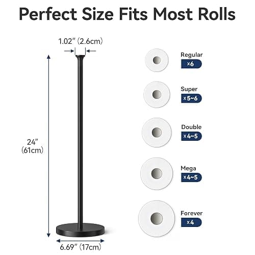 Toilet Paper Holder Stand(with Reserve Function), Free-Standing Spare Rolls Storage Holder, Stainless Steel, Modern Design thumbnail 2