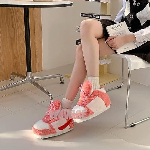 LAPRBY Sneaker Slippers Non Slip Sole Indoor House Plush Slippers Unisex Indoor Floor Cotton Shoes - 4-12 - Pink thumbnail 6