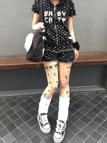 TYATVS Womens Whimsy Twee Piano Tights Funky Patterned Stockings Emo Scene Alt Whimsical Clothes Y2k Aesthetic thumbnail 7