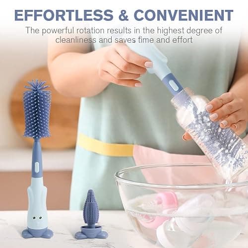 Vicloon Baby Bottle Brush, 3 in 1 Bottle and Teat Cleaning Brush, Silicone Bottle Cleaner Brush for Cleaning Water Bottles Baby Bottles Glass Cup Thermoses thumbnail 6