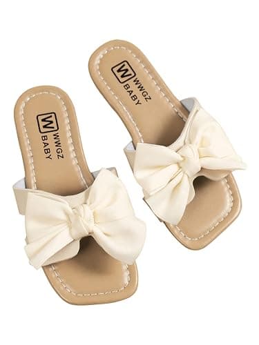 GORGLITTER Girl's Bow Sandals Round Open Toe Slip on Beach Summer Shoes | Cute Shoes for Teens, Kids Sandals 2026, Comfortable Slide Dress Sandals, Vacation Outfits thumbnail 5