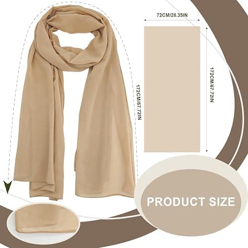 WHEATHUSK 24 Pack Chiffon Hijabs Head Scarf for Women Lightweight Breathable Solid Color Soft Chiffon Hijab Long Fashion Scarves Shawls Wrap for Muslim Women, 67 × 28 Inch thumbnail 2