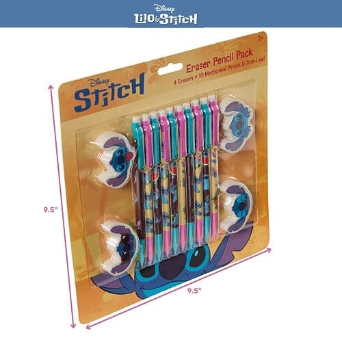 Disney Stitch Eraser & Mechanical Pencil Set – 14-Piece Stationery Pack with 4 Character Erasers & 10 Mechanical Pencils 0.7mm Lead thumbnail 3