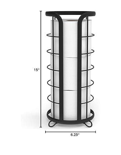 BROOKSTONE, Trending Black Toilet Paper Holder, Freestanding Bathroom Tissue Organizer, Minimalistic Storage Solution, Modern & Stylish Design [Holds MEGA Rolls] - Trending Black thumbnail 6